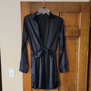 PrettyLittleThing Black Satin Dress